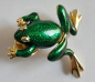 Preview: Dekorative Brosche Pin Frosch goldfarben Email grün bewegliche Beine 4x3cm