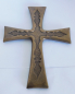 Preview: Großes Bronze Kreuz Wandkreuz mit Muster 22x16,5cm