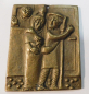 Preview: Kleine Bronze Plakette Relief Herbergsuche Wer öffnet ? Egino Weinert 5,5x4,5cm