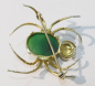 Preview: Ausgefallene Brosche Spinne Silber 835 vergoldet Jade Moosachat ? 3,5x3cm
