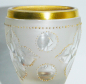 Preview: Altes Pokalglas Becherglas Vase um 1900 satiniert Email dickwandig Goldrand 11,5cm (N)