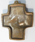 Preview: Kleines Bronze Kreuz Brot und Wein Zeichen des Lebens 9,8x8cm