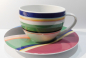 Preview: Design Tasse mit Untertasse Rosenthal bunte Streifen signiert