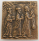 Preview: Bronze Relief Die Heiligen 3 Könige Gott wird Mensch 1988 Butzon & Bercker Limberg 6x5,6cm (N)