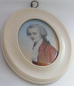 Preview: Miniaturbild Lupenmalerei Mozart massiv Rahmen Edelbein oval 12,5x10,5 signiert (N)