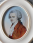 Preview: Miniaturbild Lupenmalerei Mozart massiv Rahmen Edelbein oval 12,5x10,5 signiert (N)