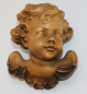 Preview: Alte Holzfigur Engelskopf Engel Putto geschnitzt nach rechts 13x11cm (N)