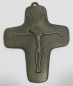 Preview: Kleines Bronze Kreuz Jesus Taube Hand Glaubensbekenntnis 9,5x7,4cm