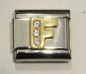 Preview: Original Nomination Modul Classic 9mm Gold Emblem Buchstabe F mit Zirkonia (N)