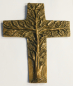 Preview: Großes Bronze Kreuz Wandkreuz Relief Lebensbaum Heinz Uppendahl 19,5x16,5cm (N)