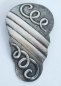 Preview: Art Deco / Jugendstil Tuchclip versilbert Streifen Kringel