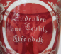 Preview: Andenkenglas Teplitz Herrnhaus Schlackenburg Badebecher rubiniert vor 1900v (N)