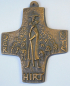Preview: Bronze Kreuz Relief Der Gute Hirt Andenken Kommunion 9,5x8,5cm (N)