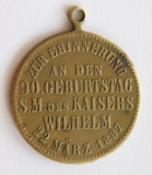 Medaille Erinnerung Geburtstag Kaiser Wilhelm I. 1887 Kaiser v Deutschland Ø2,8