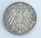 2 Mark Deutsches Reich Baden 1902 Grosherzog Friedrich Silber 900 11g Ø2,8cm