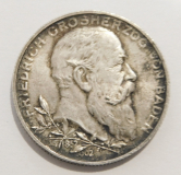 2 Mark Deutsches Reich Baden 1902 Grosherzog Friedrich Silber 900 11g Ø2,8cm