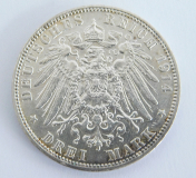 3 Mark Deutsches Reich Freie Hansestadt Hamburg 1914 J Silber 900 16,6g