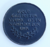 Alte Andenken Medaille I. WK In Eiserner Zeit 1916 Gold gab ich zur Wehr Ø4cm