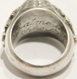 Alter Ring aufklappbar Giftring Ich atme tief Echsen Silber 835 Gr.60 Ø19mm