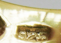 Edler Ring Silber 925 vergoldet rote + helle Edelsteine 3reihig Gr.ca. 63 Ø20,1 (N)