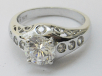 Edler Ring Silber 925 DQCZ helle Steine Gr.ca. 58 Ø18,5mm (N)