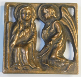 Kleines Bronze Relief Verkündigung Butzon & Bercker Elly Fleiter 5x5cm (N)