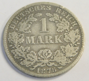 1 Mark Deutsches Reich 1876 D Silber 900 5,34g Ø2,4cm