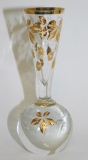 Kleine Glasvase Gold + Email Dekor hängende Blüten im Jugendstil Kugelfuß 11,5cm (N)