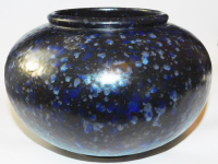 60er Jahre Keramik Vase Steuler 262/13 blau-schwarz Kugelform Ø16,5 H11,5cm (N)