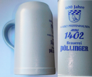 Bierkrug Maßkrug 600 Jahre Brauerei Pöllinger Pfeffenhausen 1L Werbung (N)