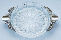 Kristall Aschenbecher Silbermontierung Silber 835 Albo Bodemer Rose Ø6,7cm (N)
