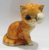 Porzellanfigur sitzende Katze rot-orange Goebel Nr. 31 028 11,5cm