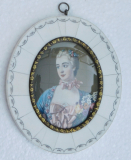 Kleines ovales Bild Madame Pompadour signiert 13x11,2cm