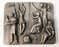 Buderus Eisenguß Relief Kunstguss 1974 fünf Musen A Woelfle-Fabricius 14,7x12,4