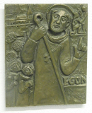 Bronze Plakette Relief Namenspatronale Egon St. Egino Augsburg Weinert 19,7x16cm