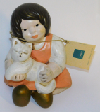 Original Bozener Figur Mädchen mit Katze Thun Bozen 15,cm (N)