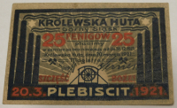 Altes Notgeld 25 Pfennig Königshütte Ober-Schlesien 1921 (N)