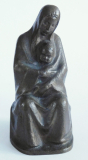 Kleine Bronze Skulptur Madonna mit Kind von Emil Mund - signiert - 10,5cm