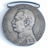 Orignal Orden Verdienstmedaille 1908 Friedrich II. Baden Silber 29,4g Ø3,8cm