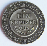 Silbermedaille 1 Kreuzer 1816 A Kreuzerverein Wien 1897 50 Jubiläum Gewerbsleute