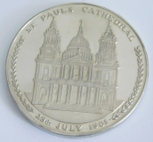 Medaille Charles + Diana Hochzeit 1981 St Paul's Cathedral versilbert Ø4,5cm