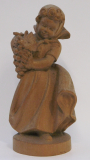 Holzfigur Mädchen mit Weintrauben detailliert geschnitzt 16,5cm Weinlese Winzer (N)