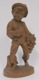 Holzfigur Junge mit Weintrauben detailliert geschnitzt 17cm Weinlese Winzer (N)