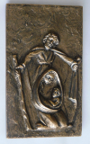 Bronze Relief Heilige Familie Maria Josef Jesus Manfred Koehnen 16,3x9,5cm (N)