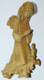 Wandengel Holzfigur Engel mit Kerze geschnitzt 21cm (N)