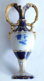 Kleine Vase Miniatur Amphore Royal Dux kobalt gold Henkelvase 13,5cm