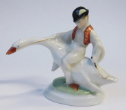 Porzellanfigur Herend Junge Knabe auf Gans I. Wahl handbemalt 7,5cm (N)