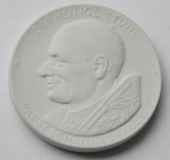 Medaille Plakette Meissen Papst Johannes Paul II. Bisquitporzellan weiß I. Wahl Ø4cm (N)