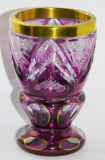 Becherglas Pokalglas violett floral Goldrand 13cm (N)