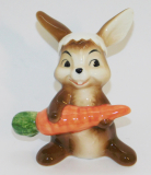 Porzellanfigur lustiger Hase mit Eierschale und Möhre Mohrrübe Goebel 8cm (N)